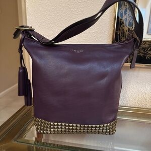 Coach Legacy Studded Leather Duffle Black Violet 26413 MSRP $398 EUC
